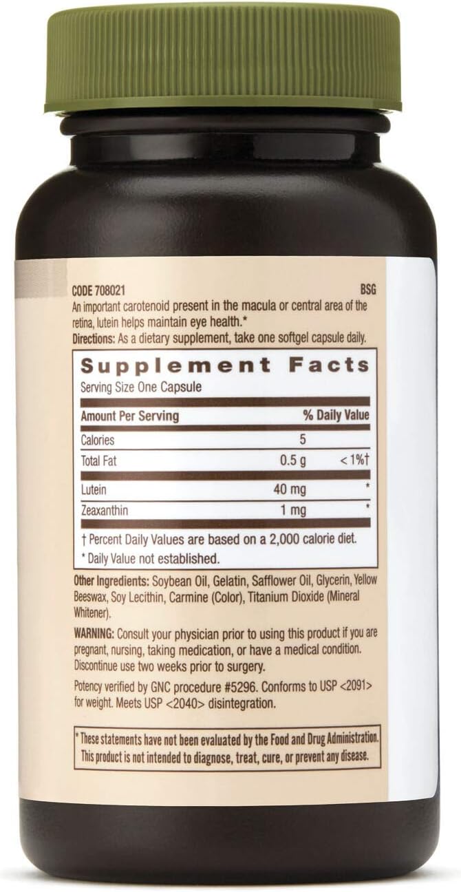 GNC Lutein 40mg, Supports Eye Health, 60 Softgels