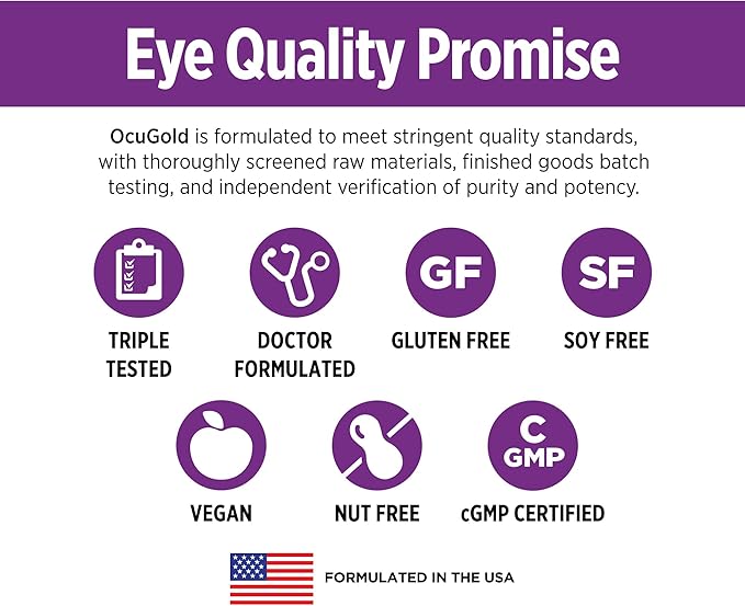 DOCTORS' PREFERRED Clinical-Grade OcuGold Eye Vitamins with Lutein and Zeaxanthin for Macula & Retina Health, Digital Eye Strain, Eye Fatigue and Visual Performance | 60 Vegan Capsules