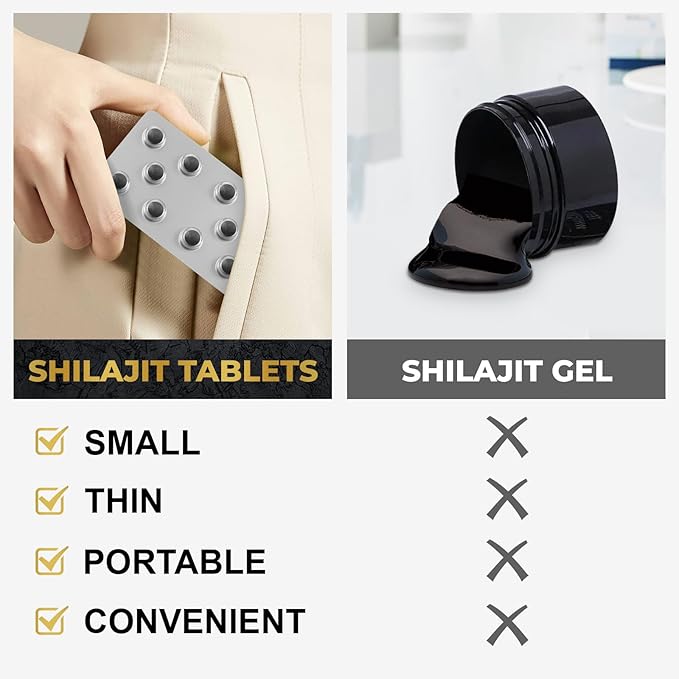 30,000 MG Shilajit Tablets, 100% Shilajit Pure Tablets for Women & Men, Himalayan Organic, Fulvic Acid & 85+ Trace Minerals, Resin Supplement for Energy and Immune System, 60 Counts