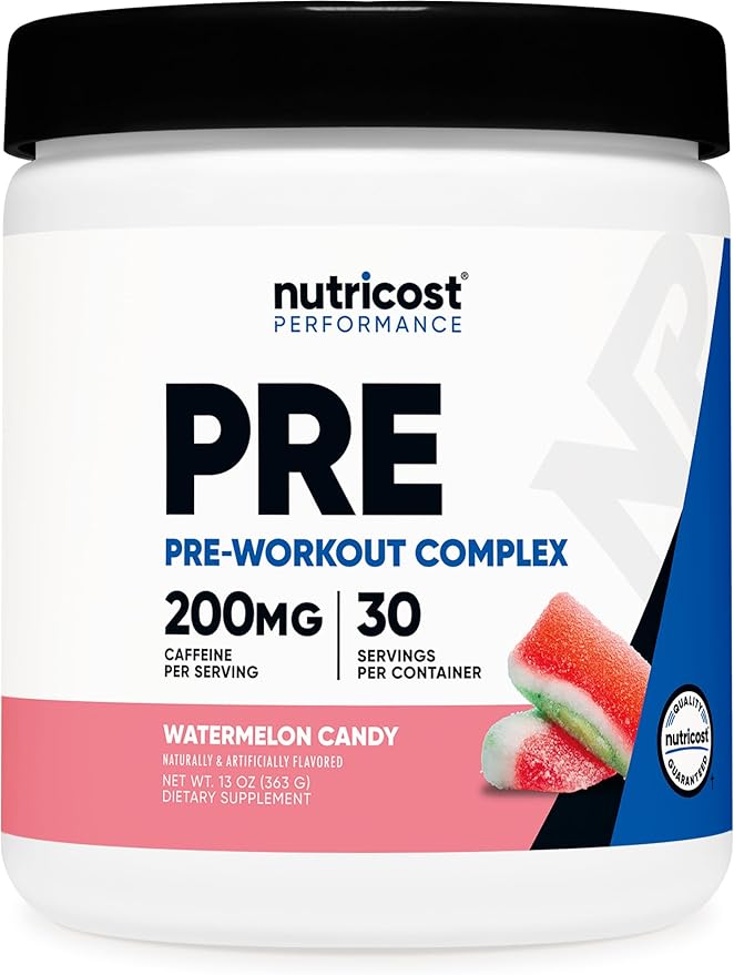 Nutricost Pre-Workout Powder (Watermelon Candy) 30 Servings - GMO-Free, Gluten-Free, Vegetarian