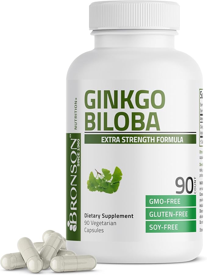 Bronson Ginkgo Biloba Extra Strength Supports Brain Function & Memory, 90 Vegetarian Capsules