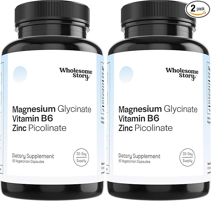 Zinc Picolinate, Magnesium Glycinate Supplements with P5P Vitamin B6 | Magnesium and Zinc Vitamin | Reproductive & Fertility Health, Hormone Balance, Immune System Support | 30 Day Supply (Pack of 2)