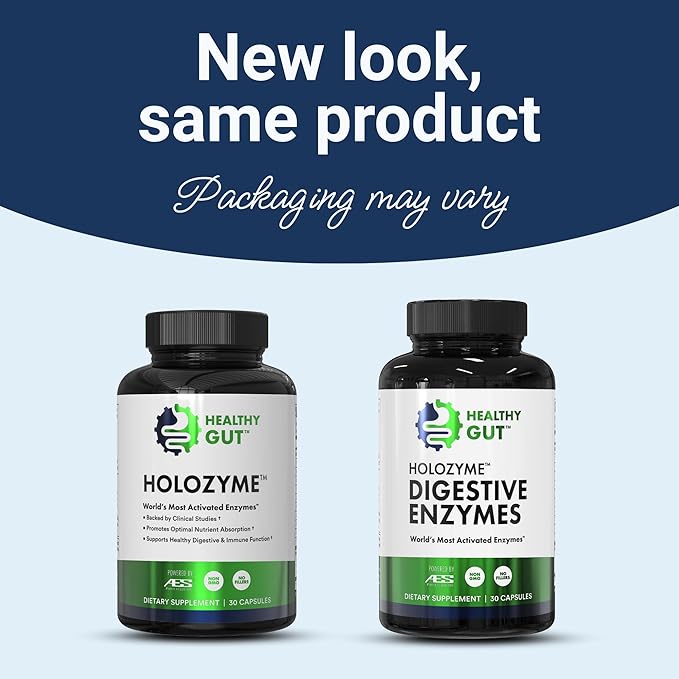 Healthy Gut HoloZyme Max Strength Digestive Enzymes | FODMAP-Friendly Formula Prevents Bloating, Gas, & Indigestion w/Protease, Amylase, Lipase, Lactase, and More | 15 Servings (Sample Bottle)