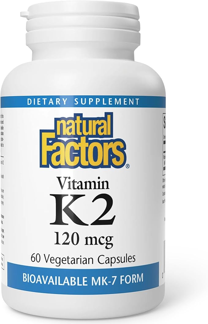 Natural Factors, Vitamin K2 120 mcg, Supports Bone and Vascular Health, 60 Capsules
