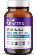 New Chapter Wholemega Fish Oil Supplement, Tiny Capsules, 2000mg per Serving, Clinically Proven Wild Alaskan Salmon Oil with Omega-3 + Vitamin D3 + Astaxanthin, 500mg Each - 90 Count