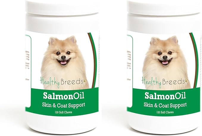Healthy Breeds Pomeranian Salmon Oil Soft Chews 120 Count (Pack of 2)