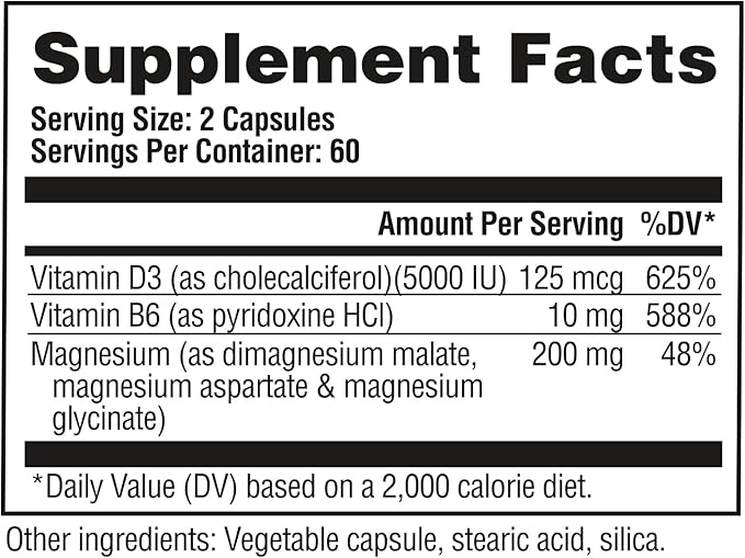 GAT SPORT Pro Magnesium, High Potency, Increased Absorption Vitamin B6, Vitamin D, 120 Capsules