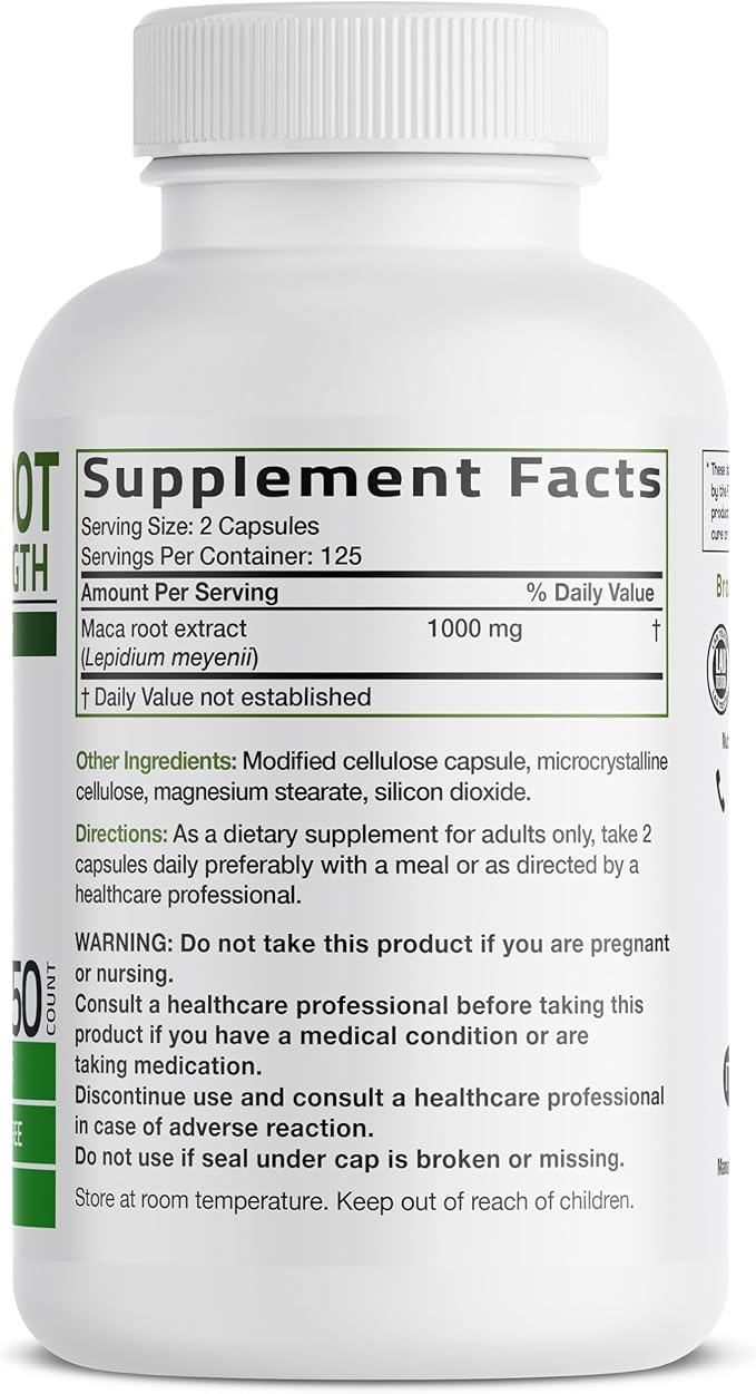 Bronson Maca Root Extra Lepidium Meyenii, Non-GMO, 250 Vegetarian Capsules