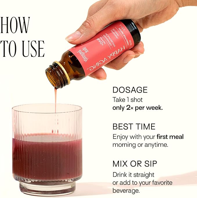 Happy Aging Liquid NAD+ Resveratrol Supplement, NMN Alternative, Liposomal Nicotinamide Riboside & Antioxidants for Energy Support, Brain Health, Firm Skin, Twice Weekly Use, 30 Shots