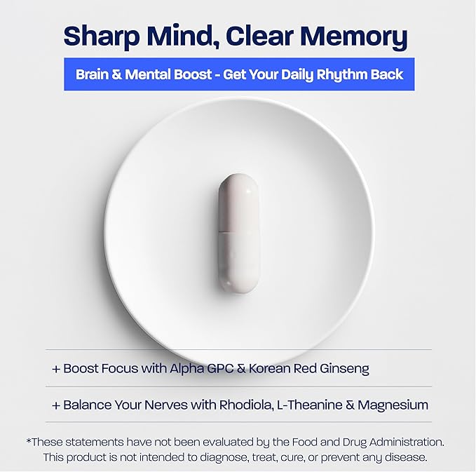BONE SCIENCE Prime Brain – Memory & Focus Support Supplement with Alpha GPC, Phosphatidylserine & Ginkgo Biloba, Non-Stimulant Cognitive Health Formula for Adults & Teens, 60 Capsules