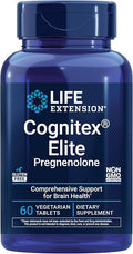 Life Extension Cognitex® Elite Pregnenolone, sage, Blueberry, ashwagandha, phosphatidylserine, Advanced Formula, Attention, Focus, Memory, Gluten-Free, Non-GMO, Vegetarian, 60 Tablets