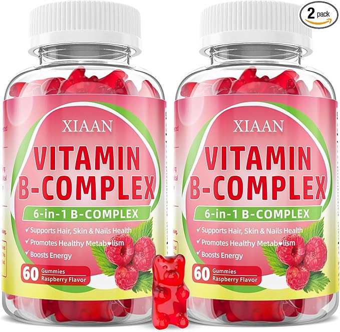 Vitamin B Complex Gummies for Women & Men - Vitamin B12, B1, B2, B3, B5, B6, B-Complex Vitamin Supplements for Energy & Immune Support, Sugar-Free/Vegan, Raspberry Flavor 120 Count