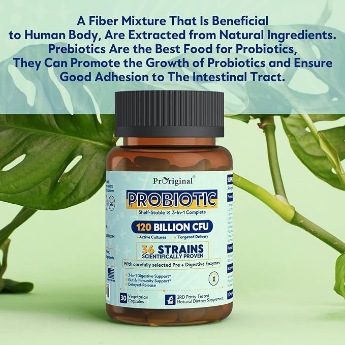 Probiotics for Women & Men 120 Billion CFU with 36 Probiotic Strains for Digestive Health and Gut Health, Delayed Release Capsules, Stomach Acid Resistant, No Need for Refrigeration 90 Capsules