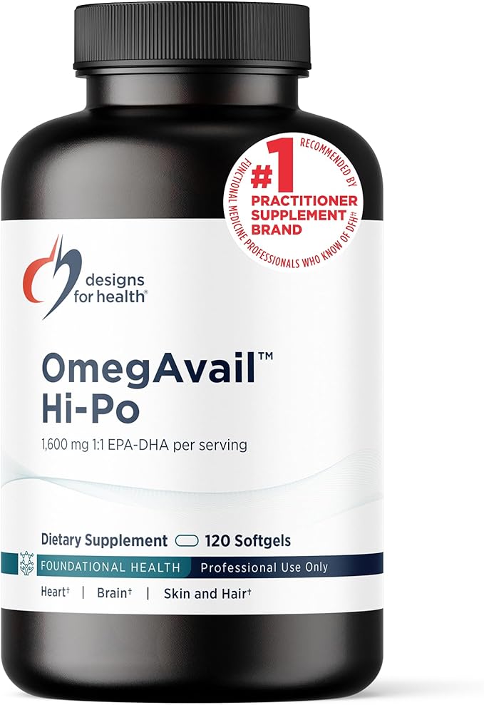 Designs for Health OmegAvail Hi-Po - TG (Triglyceride) Omega-3 Fish Oil Supplement, 1600mg EPA/DHA per Serving with Lemon + Vitamin E to Minimize Fishy Taste (120 Softgels)