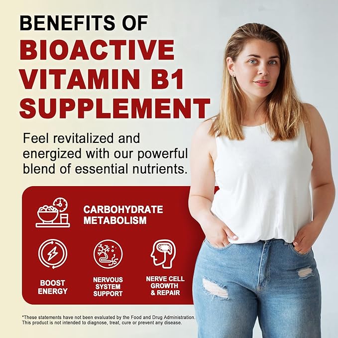 Vitamin B1(Benfotiamine) Gummies 500mg – B1 B6 B12 Vitamins with Magnesium for Energy Metabolism, Healthy Nervous System – Chewable B Complex for Adults & Kids - Vegan, Sugar Free, 60 Ct