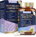 18-in-1 Collagen Pro with Hyaluronic Acid, Keratin, Biotin, VIT A C & E for Skin, Hair, Nails, Joint & Beauty - Multi Collagen Peptides Capsules with Type I II III V & X for Women & Men - 120 Caps