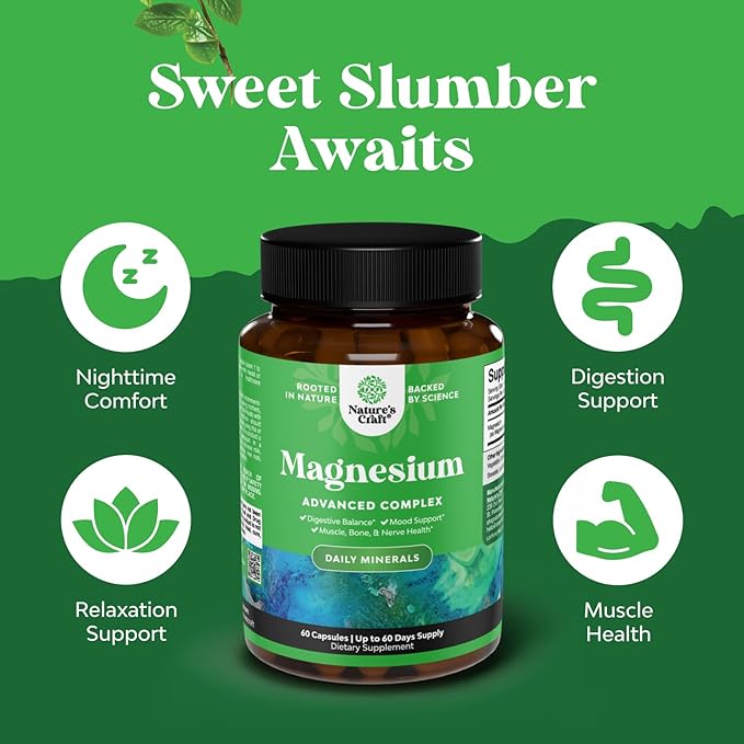 Bundle of Complete Eye Health Supplement for Adults for Vision Dry Eyes Pressure and Blue Light Protection and High Absorption Magnesium Complex Supplement for Sleep Stomach Digestion and Mood Support