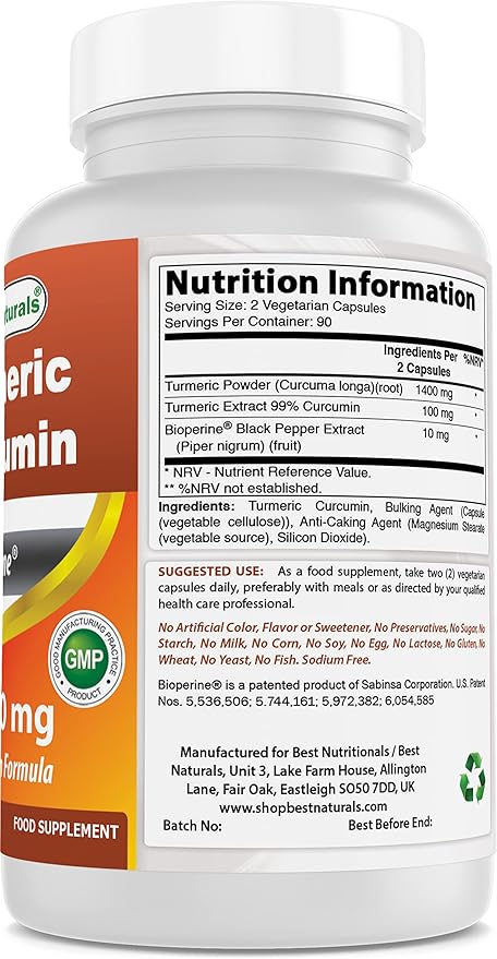 Tart Cherry Extract 1000 mg & Turmeric Curcumin 1500mg/Serving with Bioperine