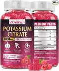 Potassium Citrate Gummies, High Potassium Supplement (1000mg), Supports Leg Cramps & Muscle Health, Suitable for Adults & Kids, Vegan, Non-GMO, 60-Count