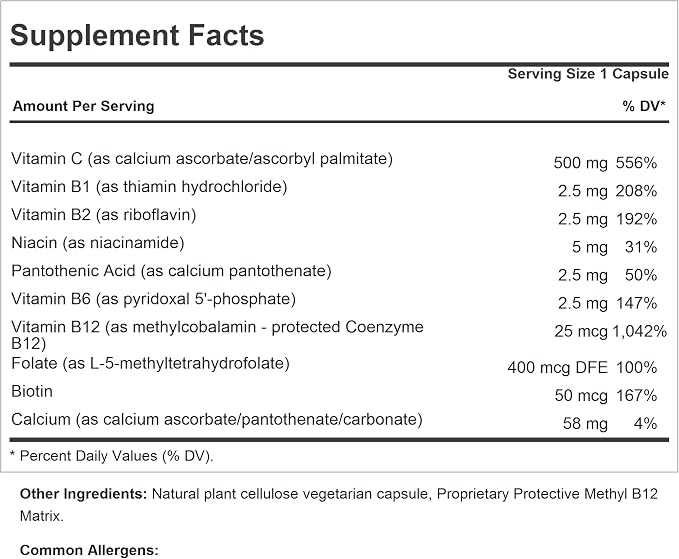 ANDREW LESSMAN Vitamin C 500 Plus B-Complex 180 Capsules - Non-Acidic Vitamin C Plus Citrus Bioflavonoids for Immune System and Anti-Oxidant Support. Easy-to-Swallow Capsules. No Additives