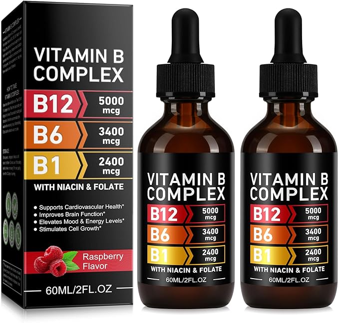 Frovetani 2PCS Organic Vitamin B Complex,B Complex Vitamins for Women, Vitamin B Complex Liquid, Vitamin B12 Methylcobalamin,Vitamin b6,B1,B9 for Metabolic Health Support, Vegan, Non-GMO, Gluten Free