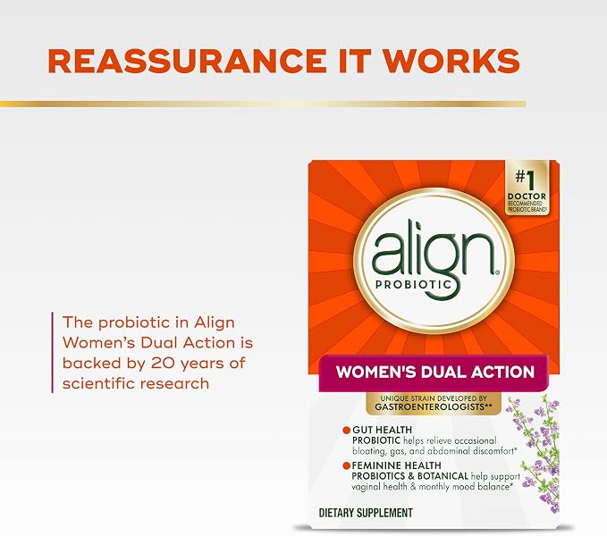 Align Probiotic, Womens Dual Action, Vaginal Probiotics for Women and for Vaginal Health Support, for Digestive Health, 42 Capsules (Pack of 2)