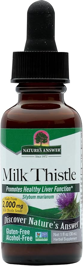 Nature's Answer Alcohol-Free Milk Thistle 1 Ounce Extract | Supports Hepatic System | Vegan | Non-GMO | Gluten Free | Kosher