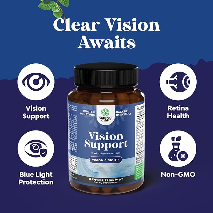 Bundle of Complete Eye Health Supplement for Adults for Vision Dry Eyes Pressure and Blue Light Protection and Vitamin B Complex Adult Multivitamin for Immune Support Mood Boost and Memory Supplement