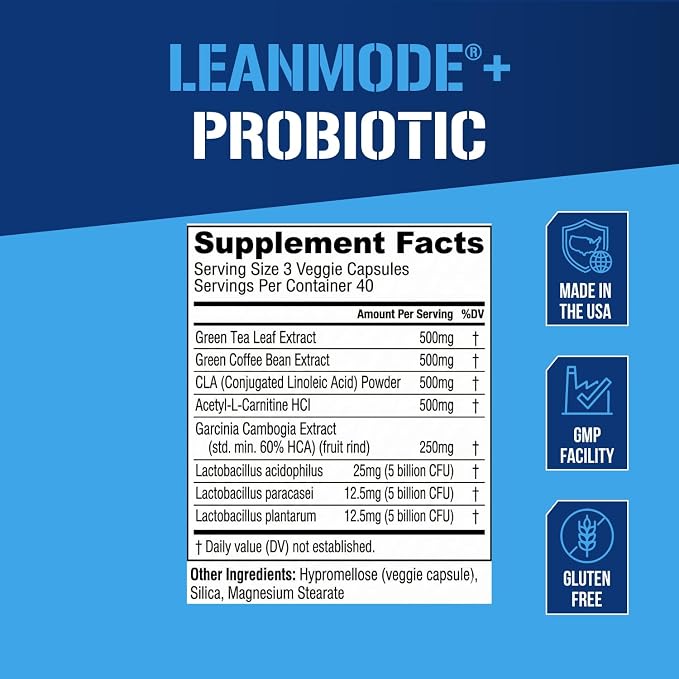 Evlution Nutrition Leanmode + Probiotic, Advanced Probiotic Capsule Supplement, 15 Billion CFUs per Serving, Digestive Support & Gut Health (40 Servings)