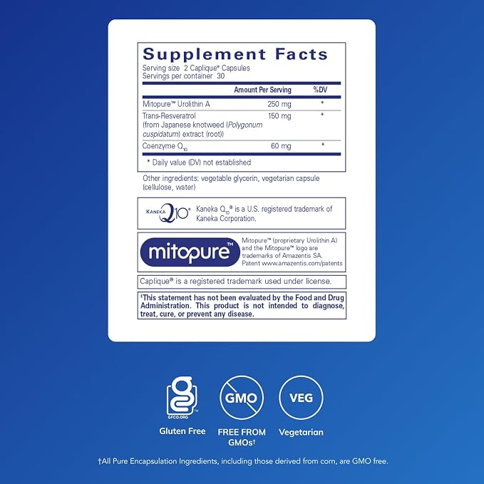 Pure Encapsulations Renual | Urolithin A Supplement | Support for Muscle Function, Cellular Energy Production, Mitochondrial Health, and Healthy Aging* | 60 Caplique Capsules