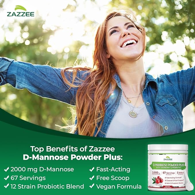 Zazzee Kidney Bladder & Urinary Tract Support Bundle | Super Concentrated Tart Cherry Extract Capsules Plus D Mannose with Cranberry Probiotics for Women | Non-GMO Vegan & ISO Lab Tested