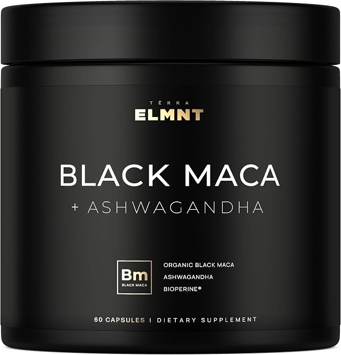 40x Strength Organic Black Maca Root w. Ashwagandha - #1 Highest Potency Black Maca Root Capsules for Men Supplement 40:1 Extract - 100% Pure Maca Peruana Gelatinized Maca Root Powder Pills