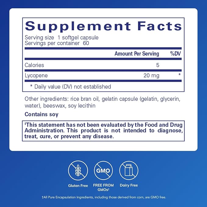 Pure Encapsulations Lycopene 20 mg | Dietary Supplement for Cellular and Macular Support | 60 Softgel Capsules