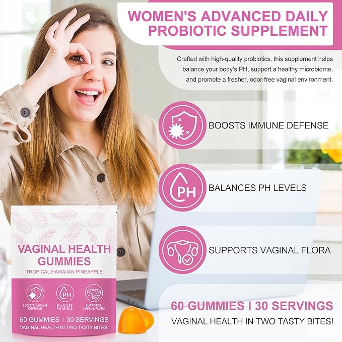 Vaginal Probiotics for Women, PH Balance Gummies, Probiotics for Women Vaginigal Health, Support Healthy Odor, Yeast Balance & Flora, Vaginal Health Supplement