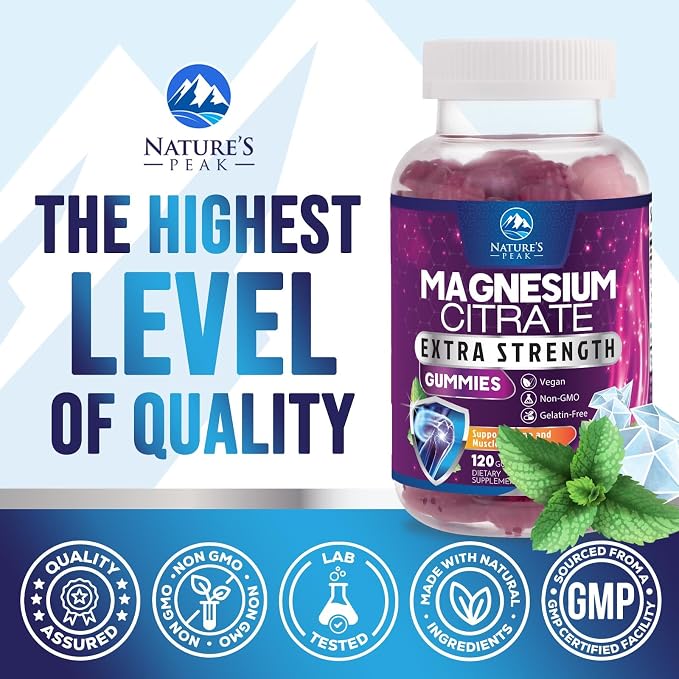 Magnesium Citrate Gummy - High Absorption Magnesium Gummies for Adults & Kids - Enhanced Bioavailability Form Mag Citrate Supplement - Improved Vegan Formula - Delicious Raspberry Flavor - 120 Gummies