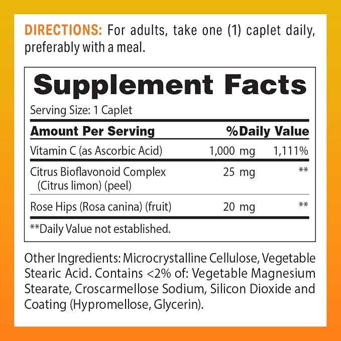 Vitamin World C-1000 mg with Bioflavonoids and Wild Rose HIPS Vitamin C 400 Coated Caplets