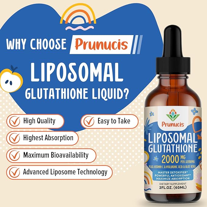 2000MG Liposomal Glutathione Liquid, 98% Absorption, Active Form L-Glutathione Supplement, Vegan Friendly, Powerful Antioxidant Complex for Immune System, Aging Defense, Detox, 4 FL.OZ