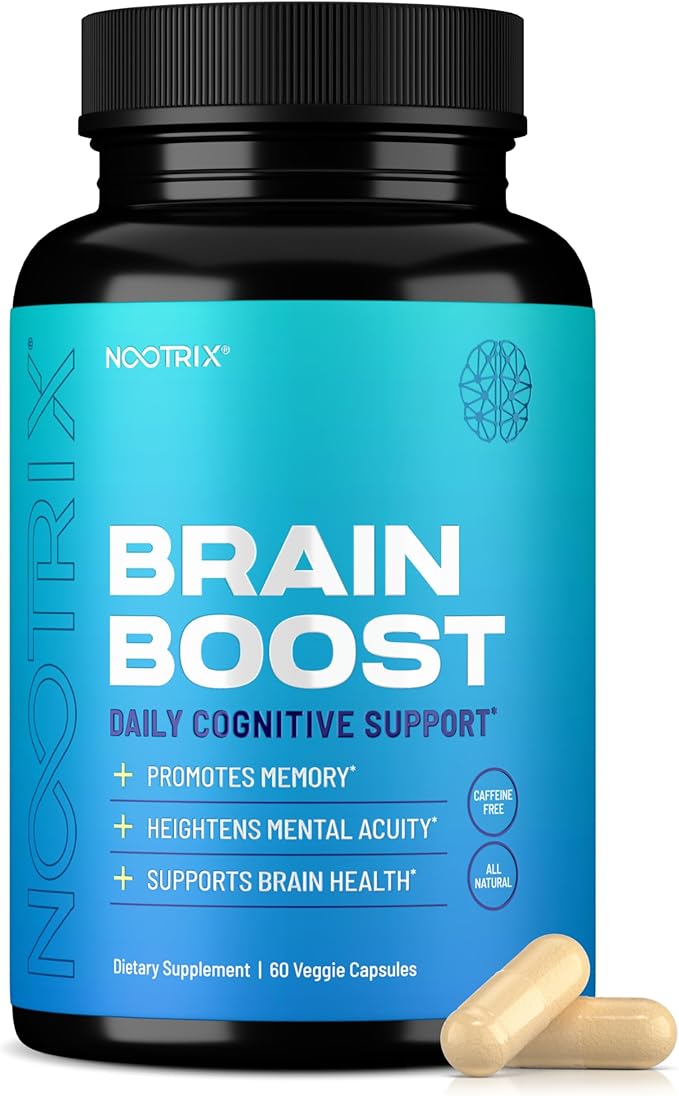 Nootrix Brain Boost Nootropic Supplement | Supports Memory, Mental Focus, Cognitive Health & Energy | Promotes Healthy Mood & Brain Function | Ginkgo Biloba & DMAE | 60 Capsules