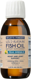 Wiley's Finest Wild Alaskan Fish Oil Peak Omega-3 Liquid Supplement - 2300mg EPA and DHA Omega-3s - Lemon Flavor - 4.23 Oz (25 Servings)