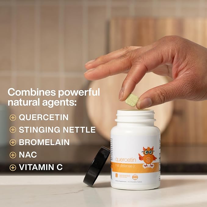 Quercetin Hist Defense Jr. By Dr. Ana Maria Temple | Natural Seasonal Support for Kids | With Quercetin, Stinging Nettle, Bromelain, NAC and Vitamin C | 60 Chewable Tablets