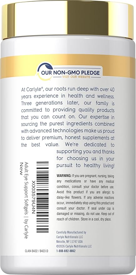 Carlyle Adult Eye Support | 300 Capsules | with Lutein and Zeaxanthin | Non-GMO and Gluten Free Supplement