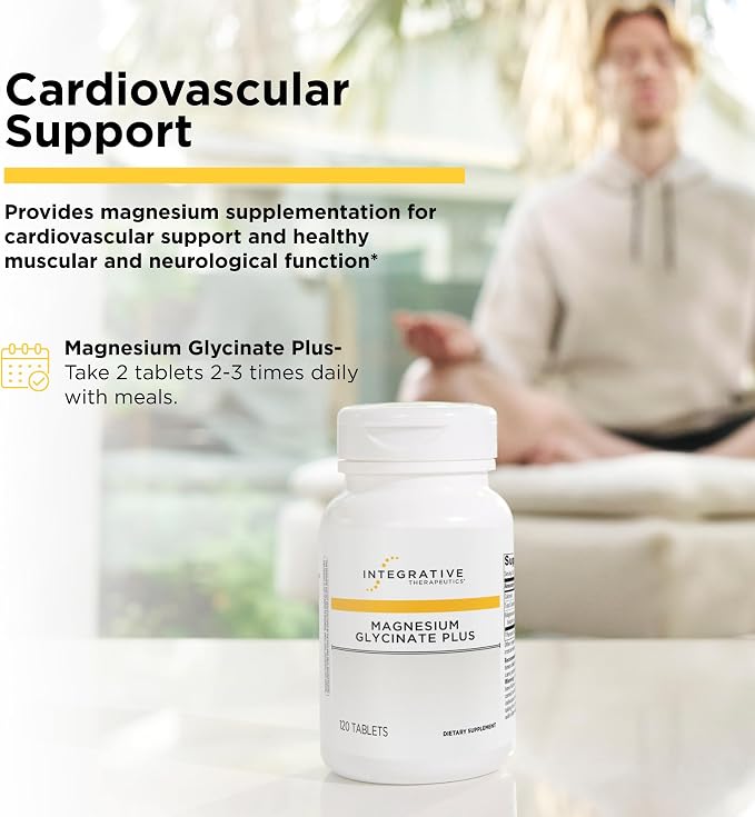 Integrative Therapeutics Magnesium Glycinate Plus - Cardiovascular Support Supplement* - Supports Brain & Muscular Function* - 120 Count (60 Servings)