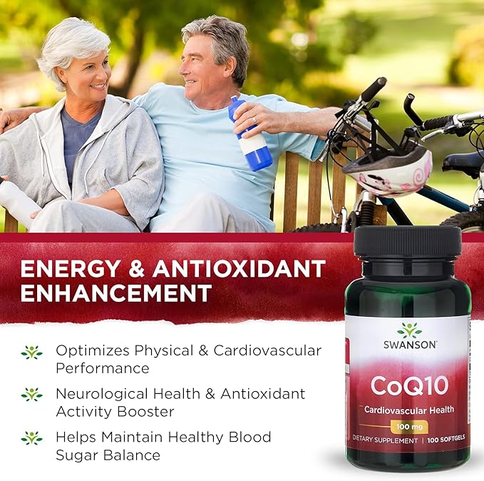 Swanson CoQ10 - Energy Antioxidant Support - Coenzyme Q10 Supplement - (100 Softgels, 100mg Each)