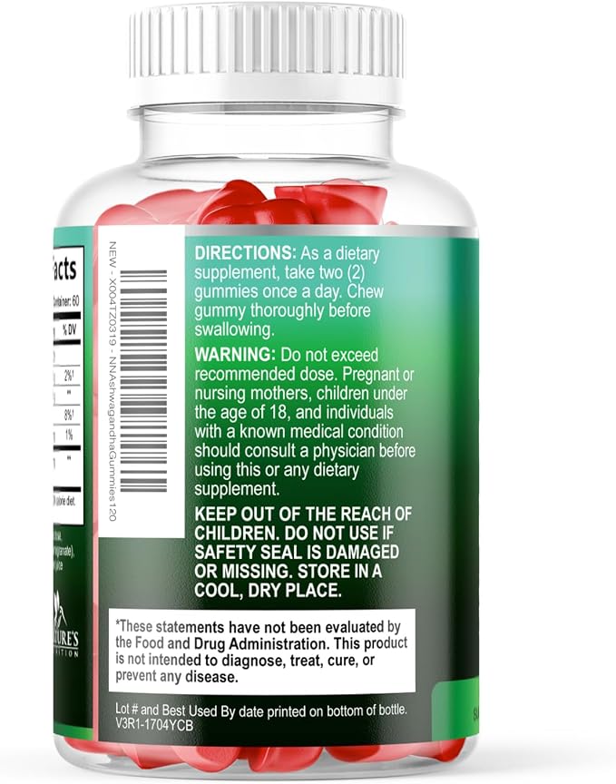 Ashwagandha Gummies - Advanced Ashwagandha Gummy Formula for Daily Use - Natural Antioxidant Support & Brain Health Support - Natural Calm, Relaxation, & Immune Support - Berry Flavor - 120 Gummies