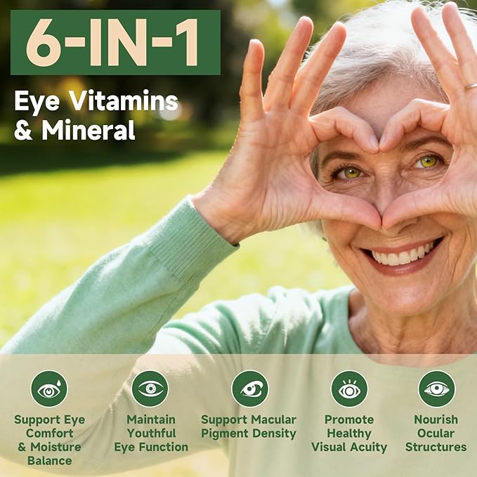 Eye Vitamin and Mineral Supplement Vision Support, 90 Capsules with Lutein and Zeaxanthin Vitamin C E Zinc Copper, Eye Health Supplements for Adults, 2 PCS