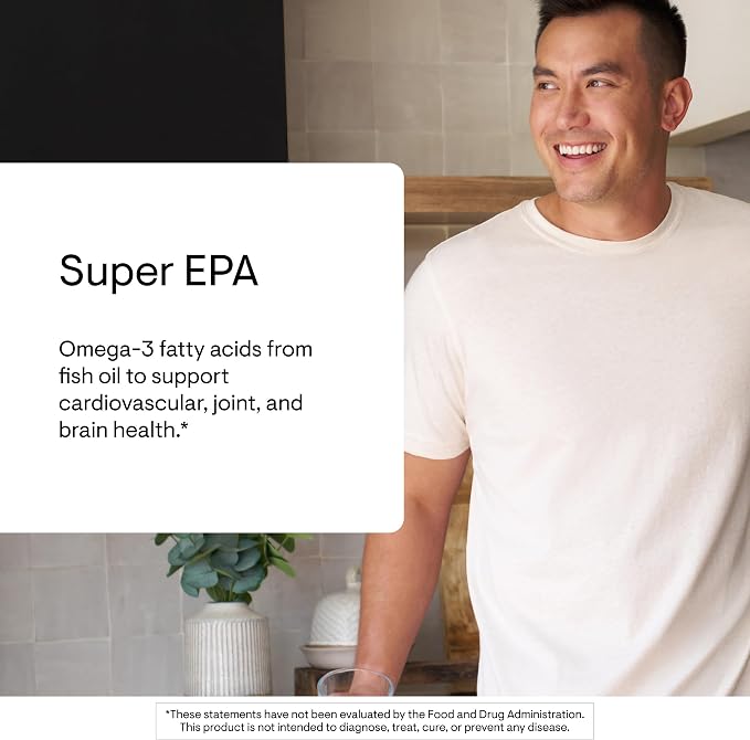 THORNE - Super EPA - Omega-3 Fish Oil Supplement with EPA & DHA from Sustainably Sourced Fish - Supports Brain, Skin, Joint & Heart Health* - Third-Party Certified - Gluten & Dairy-Free - 180 Softgels
