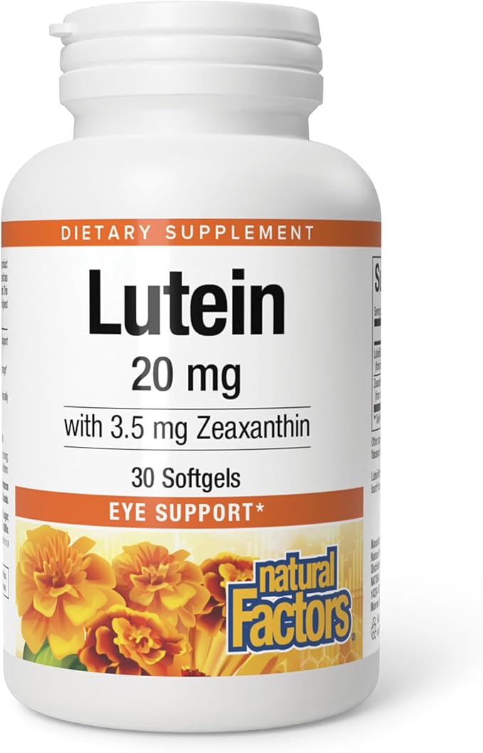 Natural Factors - Lutein 20mg, Natural Antioxidant to Support Eye Health, 30 Soft Gels
