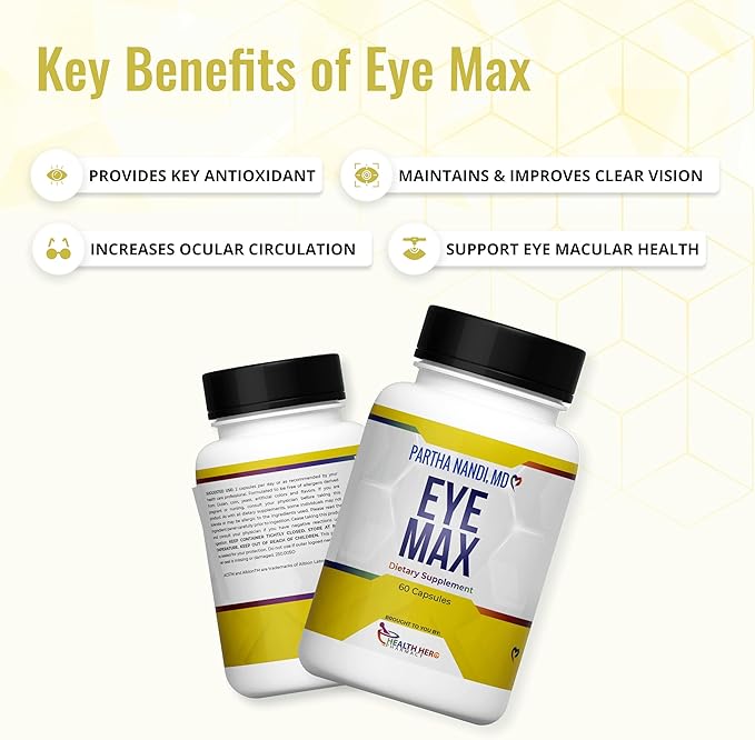 Eye Vitamins Supplement for Adults – Supports Macular Health, Retina Clarity & Blue Light Protection – Lutein, Zeaxanthin, Lycopene & Zinc – Antioxidant Vision Formula – 60 Capsules