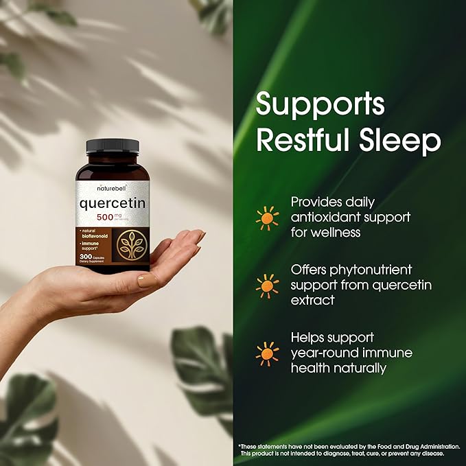 NatureBell Quercetin 500mg - 240 Capsules - Ultra Strength Supplement for Healthy Immune Support* - Quercetin Dihydrate from Sophora Japonica - Bioavailable Form