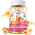 Iron Supplement Gummies for Kids - with Calcium, Zinc, Kids Multivitamin with Iron Gummies - Immune Support, Blood Builder & Energy Support for Iron Deficiency, Anemia, Peach & Mango Flavor, 60 Count